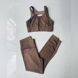 Varley Brown Leggings and Sports Bra Set